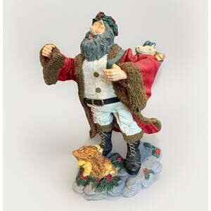 Holiday Time Collectables Fabric Mache Santa Christmas Figurine